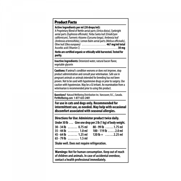 Nettle-Eyebright Gold (Seasonal Allergy Defense) - Dogs