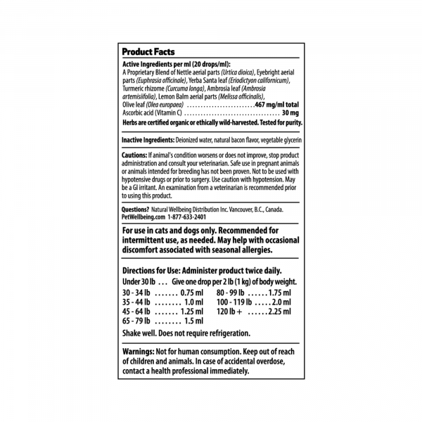 Nettle-Eyebright Gold (Seasonal Allergy Defense) - Cats