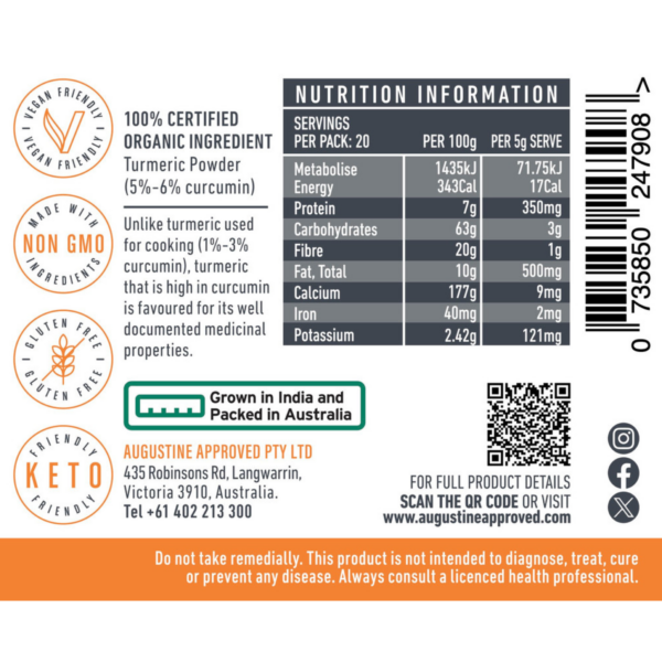 Augustine’s Turmeric Powder 5%